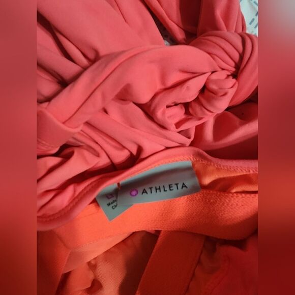 Athleta Bright Coral Knee Length Dress size LT - Picture 6 of 6